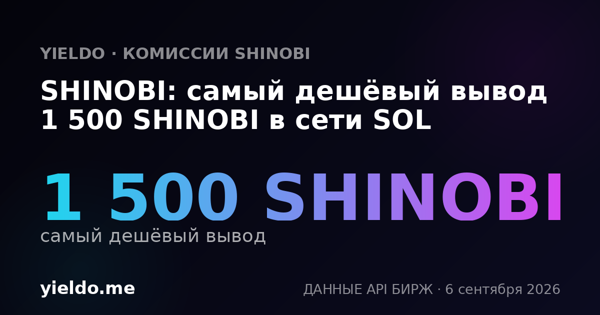 SHINOBI: самый дешёвый вывод 1 500 SHINOBI в сети SOL
