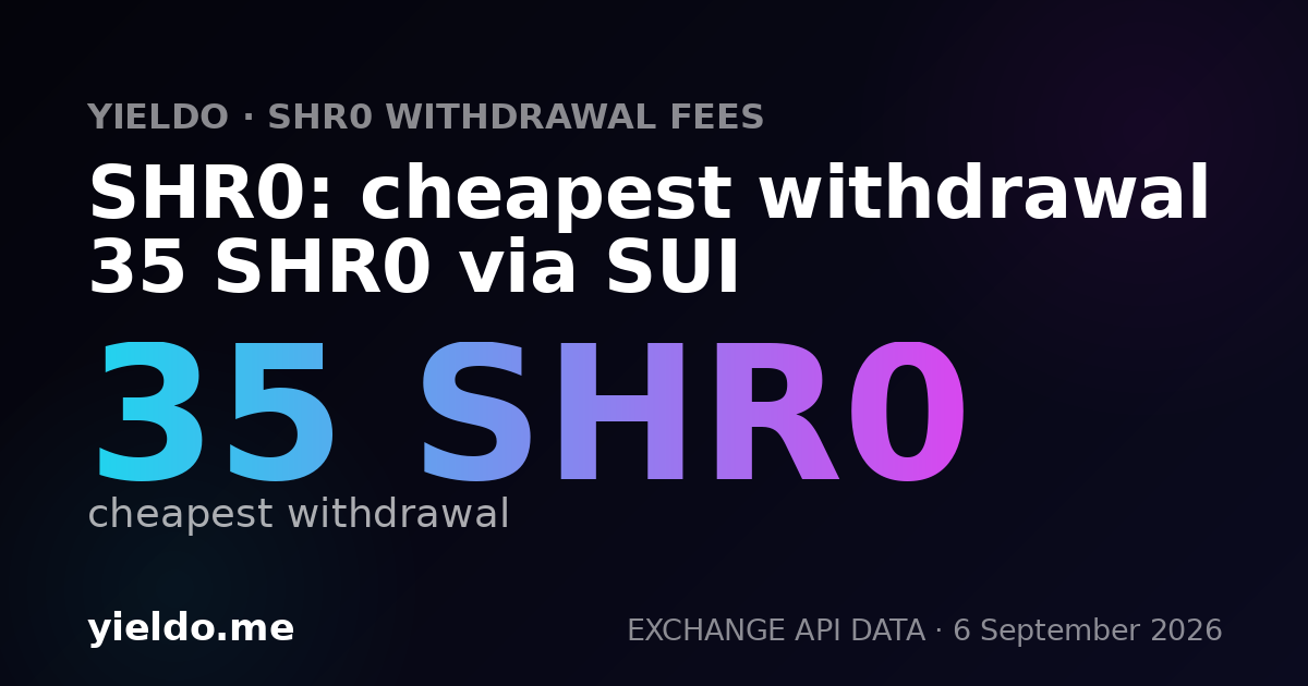 SHR0: cheapest withdrawal 35 SHR0 via SUI
