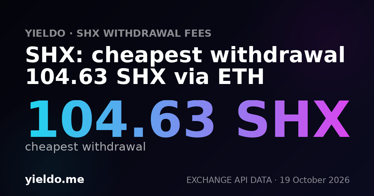 SHX: cheapest withdrawal 104.63 SHX via ETH