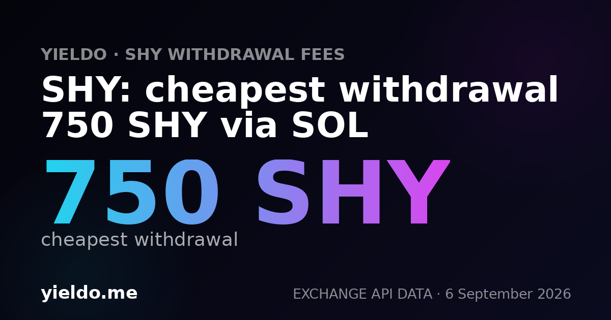 SHY: cheapest withdrawal 750 SHY via SOL