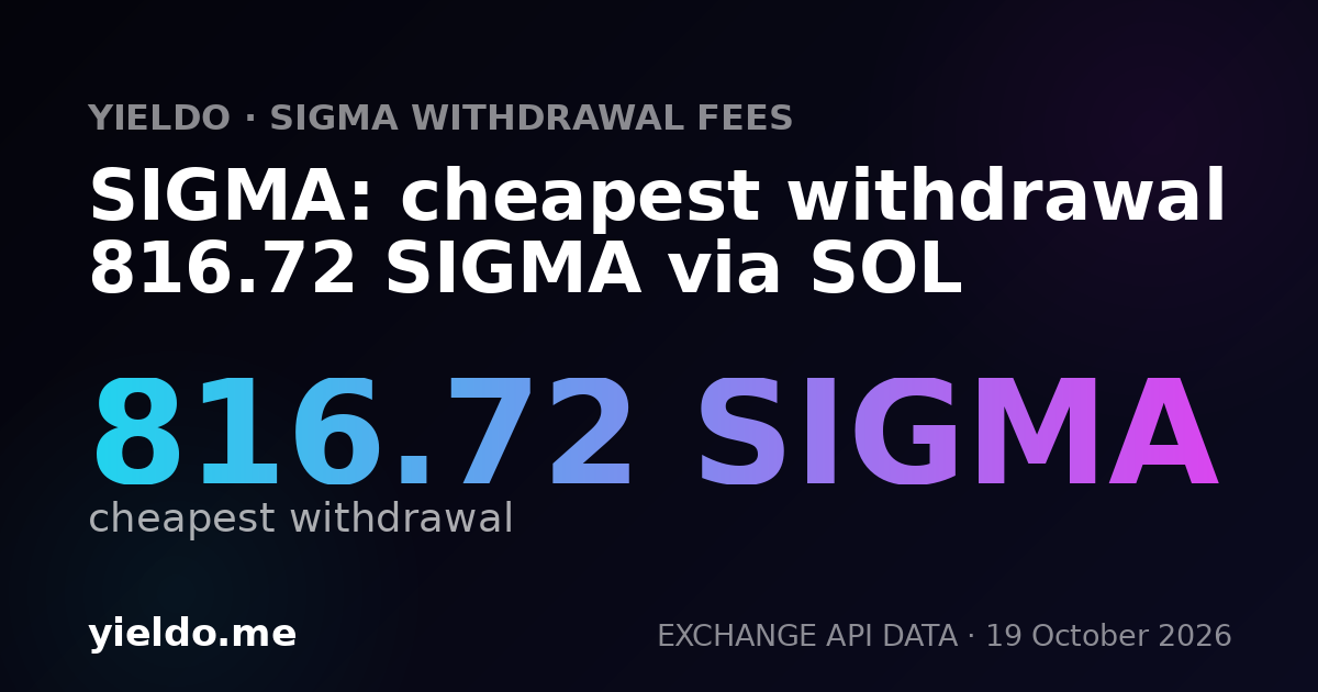 SIGMA: cheapest withdrawal 818.01 SIGMA via SOL