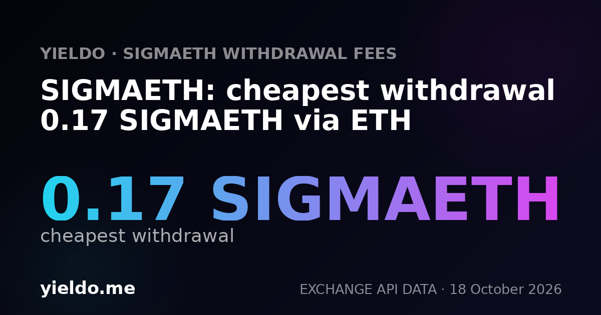 SIGMAETH: cheapest withdrawal 0.17 SIGMAETH via ETH