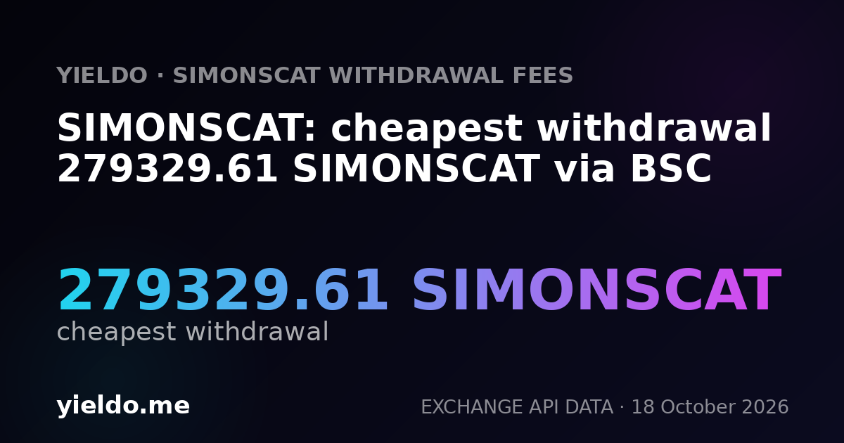 SIMONSCAT: cheapest withdrawal 279329.61 SIMONSCAT via BSC
