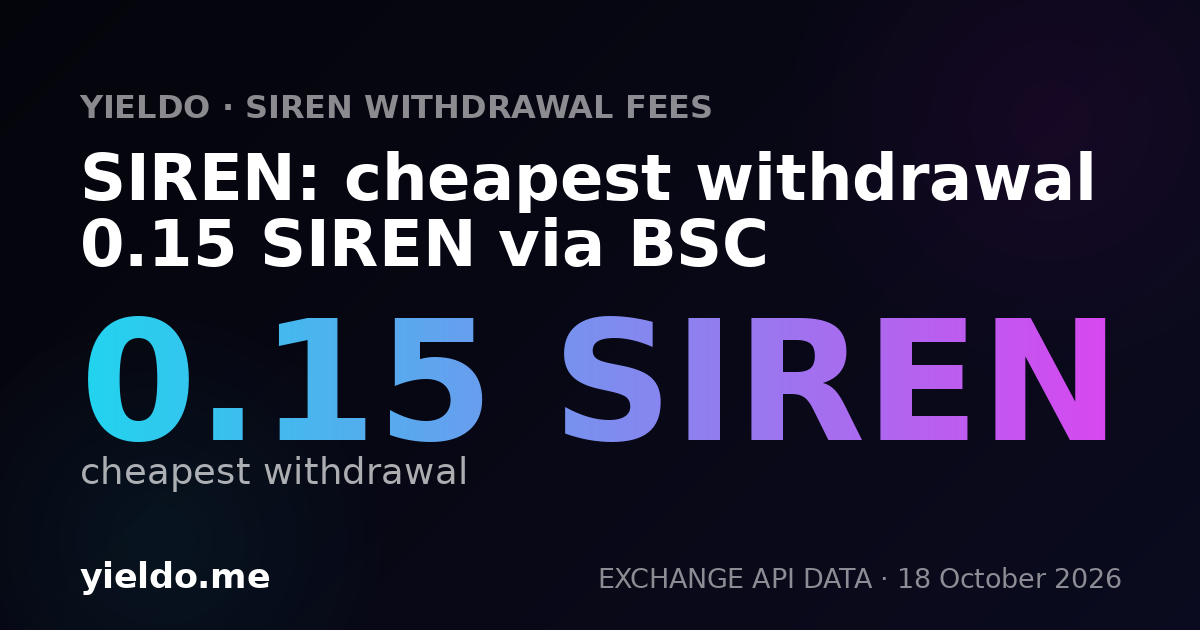 SIREN: cheapest withdrawal 0.15 SIREN via BSC