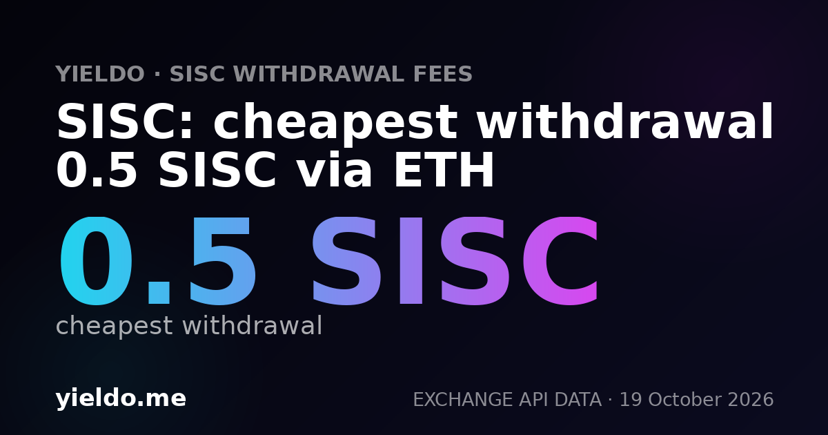 SISC: cheapest withdrawal 0.5 SISC via ETH