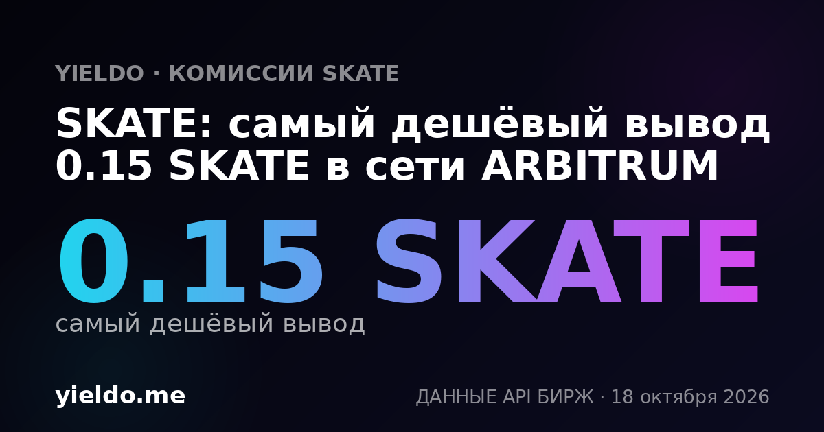 SKATE: самый дешёвый вывод 0.15 SKATE в сети ARBITRUM
