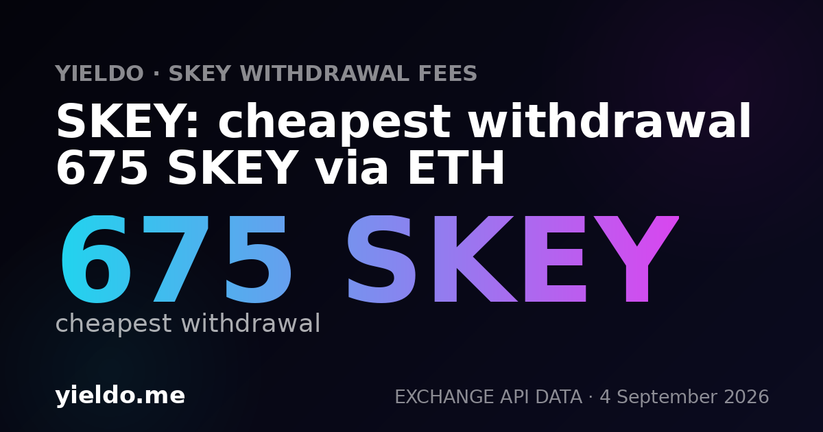 SKEY: cheapest withdrawal 675 SKEY via ETH