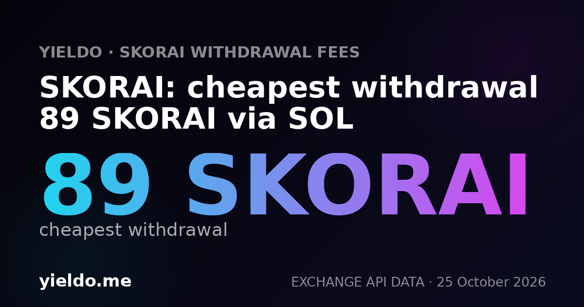 SKORAI: cheapest withdrawal 89 SKORAI via SOL
