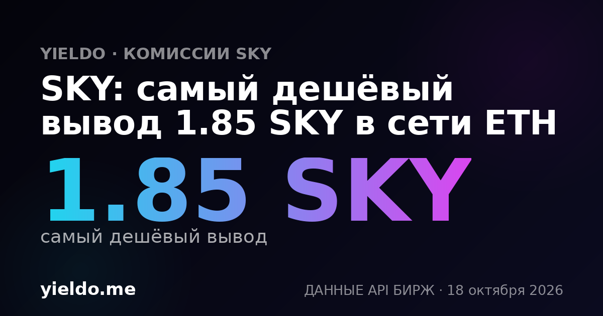 SKY: самый дешёвый вывод 1.85 SKY в сети ETH