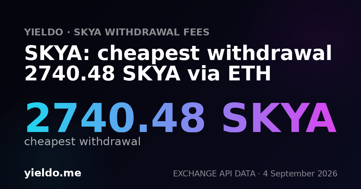 SKYA: cheapest withdrawal 2740.48 SKYA via ETH