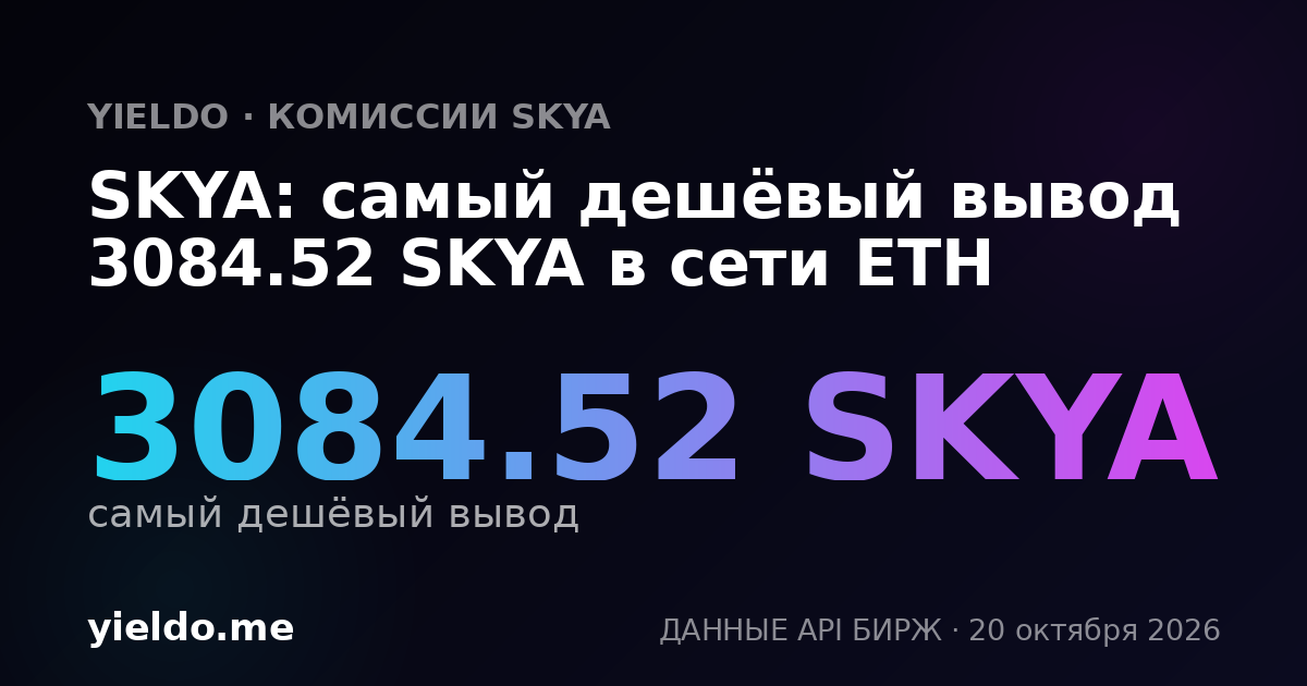 SKYA: самый дешёвый вывод 3084.52 SKYA в сети ETH