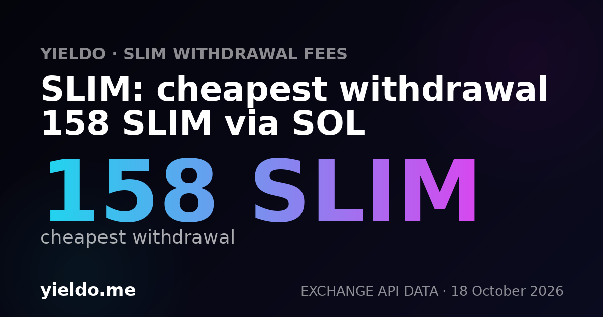 SLIM: cheapest withdrawal 158 SLIM via SOL