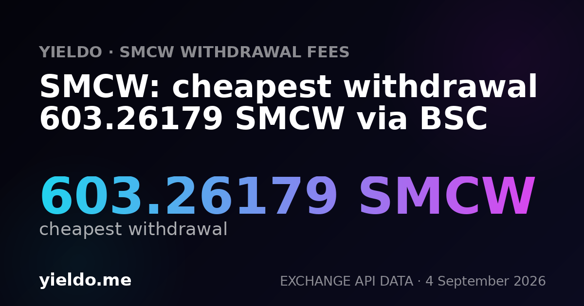 SMCW: cheapest withdrawal 603.26179 SMCW via BSC