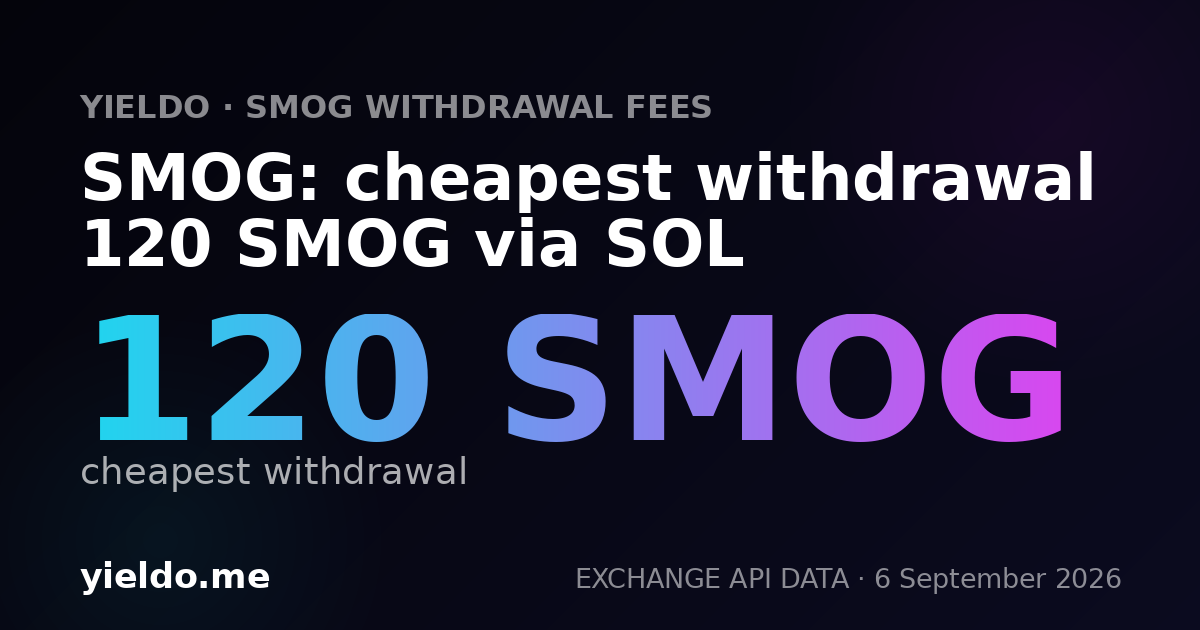 SMOG: cheapest withdrawal 120 SMOG via SOL