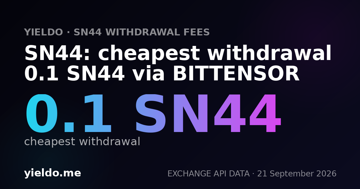 SN44: cheapest withdrawal 0.1 SN44 via BITTENSOR