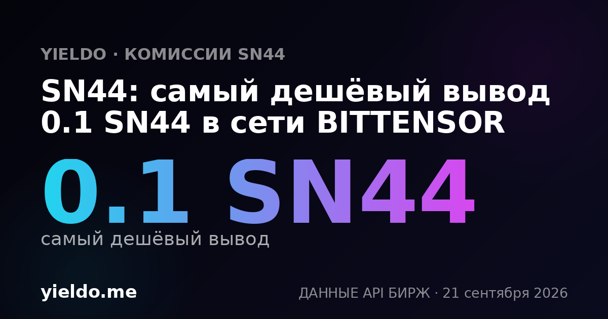 SN44: самый дешёвый вывод 0.1 SN44 в сети BITTENSOR