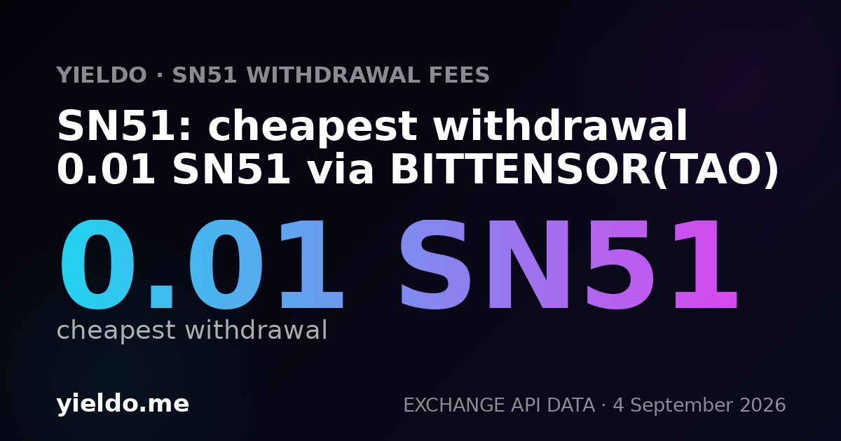 SN51: cheapest withdrawal 0.01 SN51 via BITTENSOR(TAO)