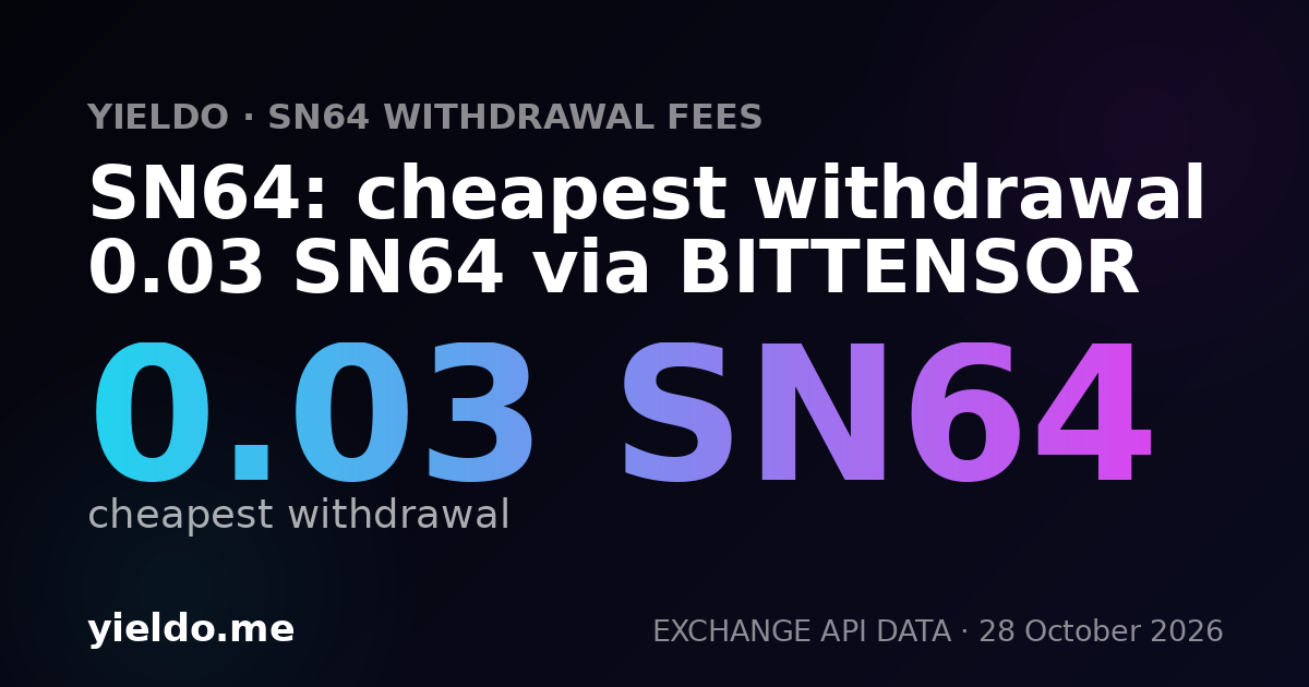 SN64: cheapest withdrawal 0.03 SN64 via BITTENSOR