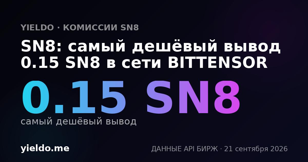 SN8: самый дешёвый вывод 0.15 SN8 в сети BITTENSOR