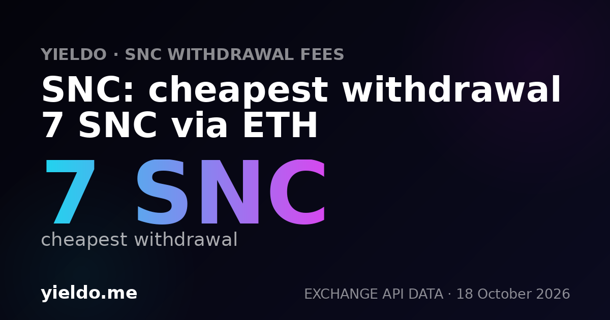 SNC: cheapest withdrawal 7 SNC via ETH