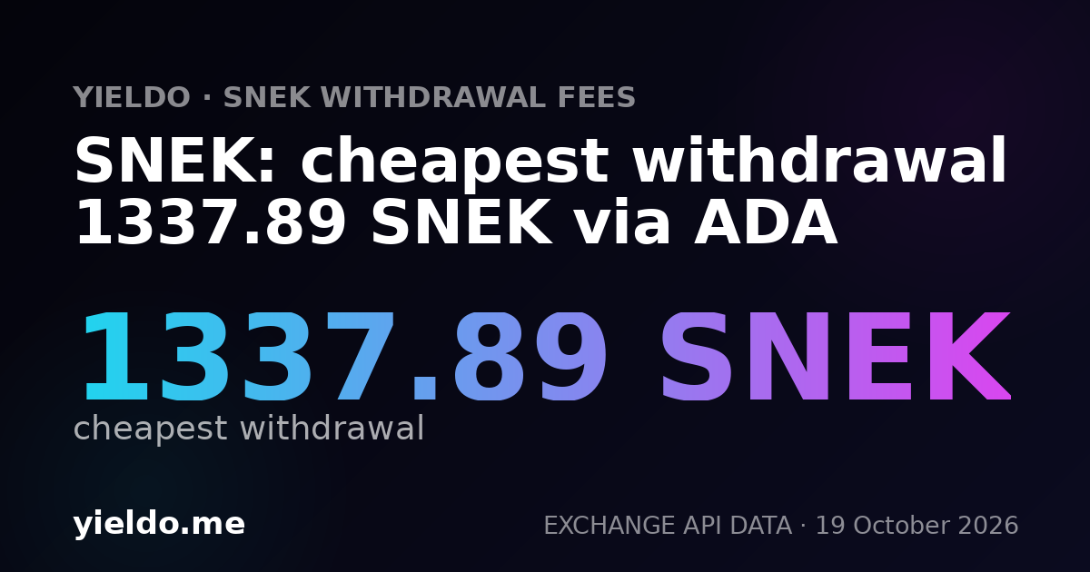 SNEK: cheapest withdrawal 1337.89 SNEK via ADA