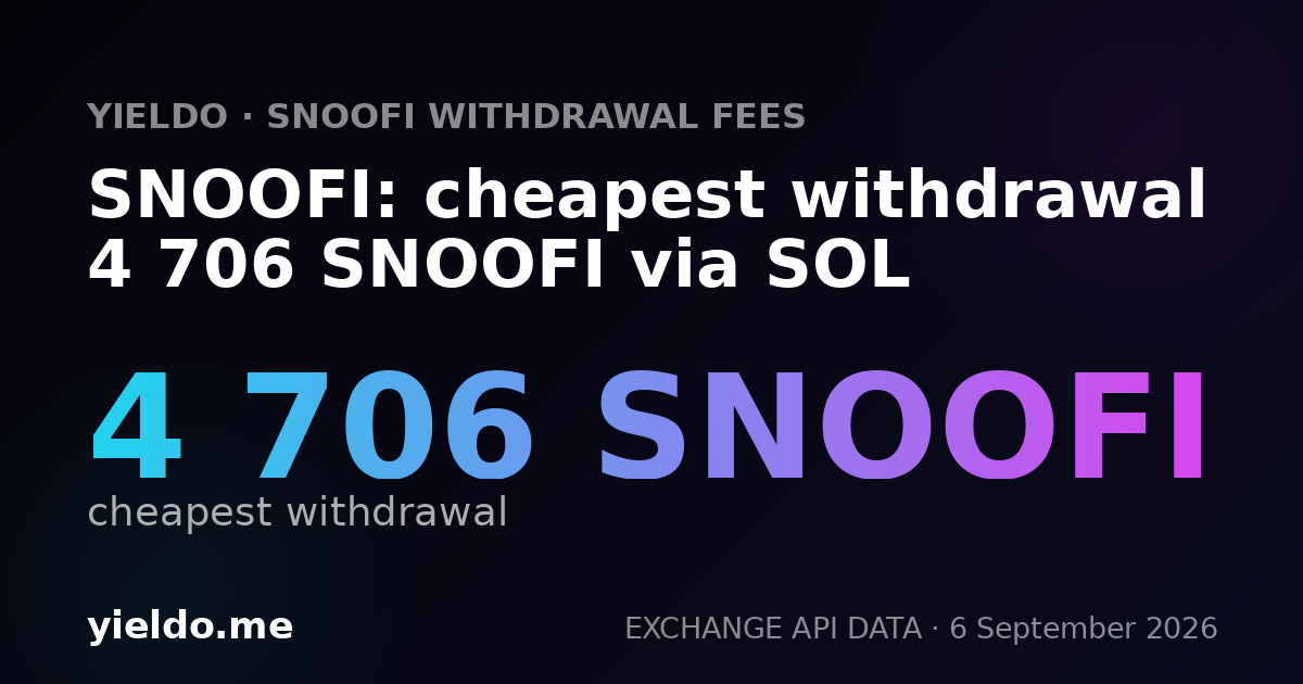 SNOOFI: cheapest withdrawal 4 706 SNOOFI via SOL