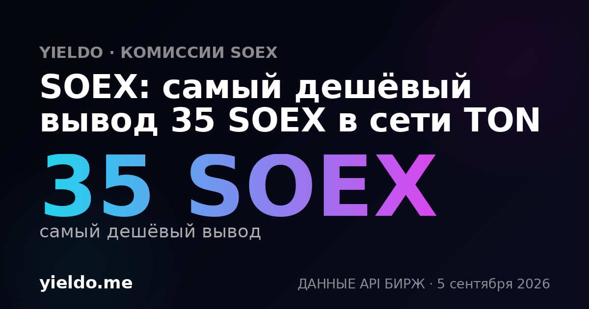 SOEX: самый дешёвый вывод 35 SOEX в сети TON