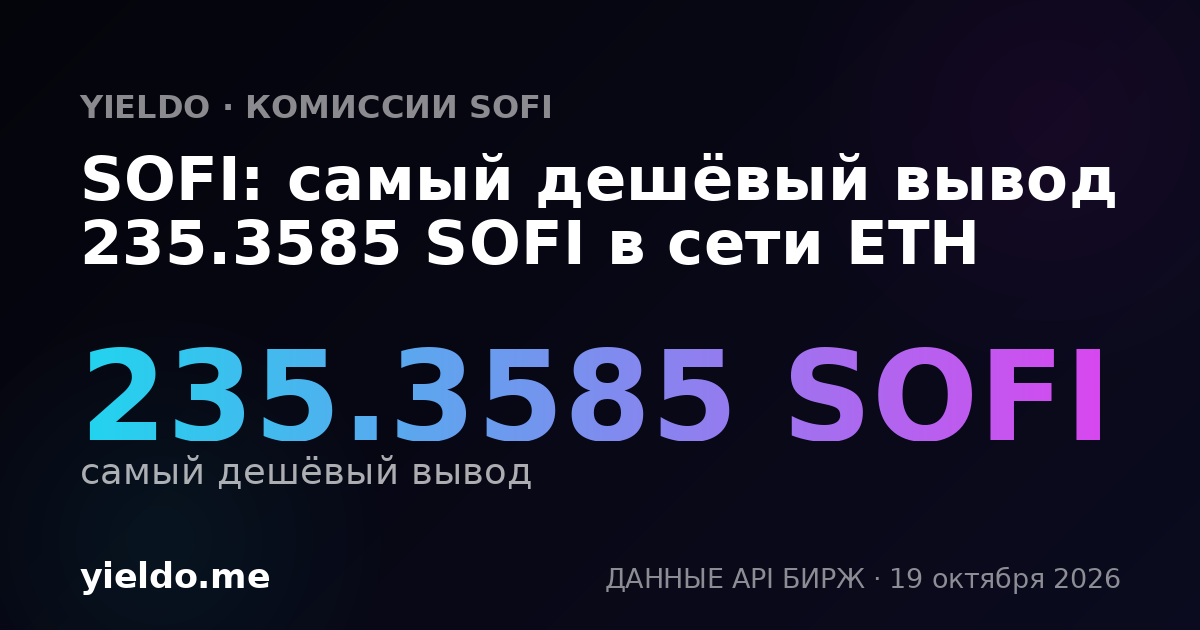 SOFI: самый дешёвый вывод 235.3585 SOFI в сети ETH