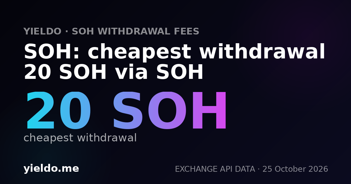 SOH: cheapest withdrawal 20 SOH via SOH