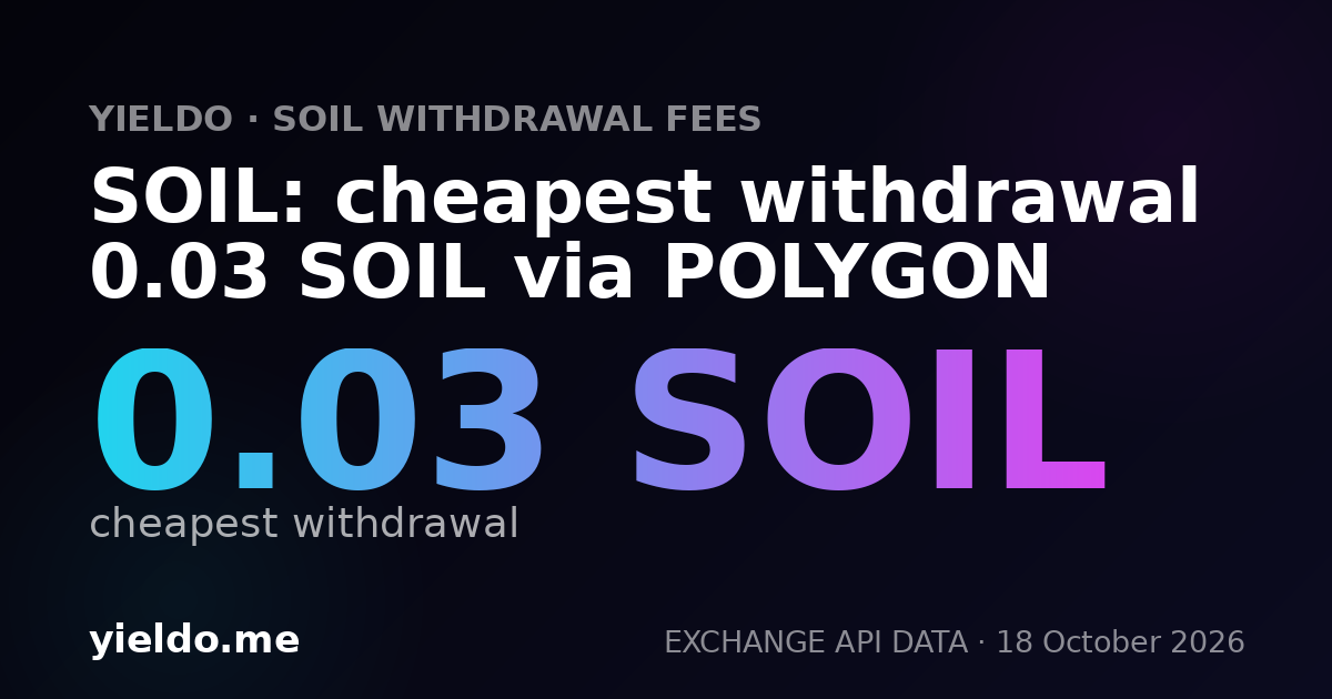 SOIL: cheapest withdrawal 0.03 SOIL via POLYGON