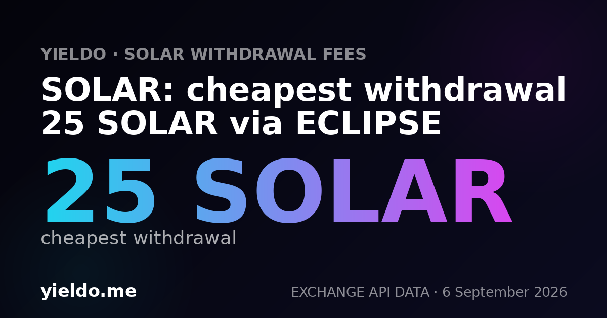 SOLAR: cheapest withdrawal 25 SOLAR via ECLIPSE