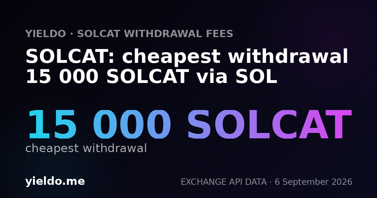 SOLCAT: cheapest withdrawal 15 000 SOLCAT via SOL