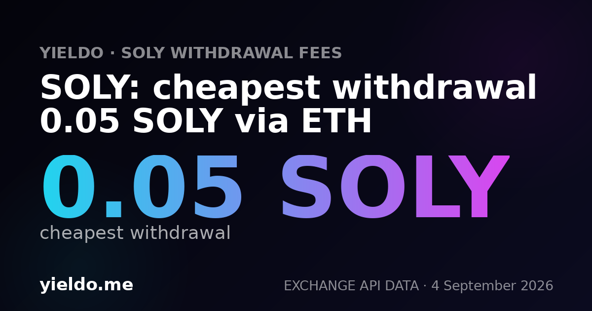 SOLY: cheapest withdrawal 0.05 SOLY via ETH