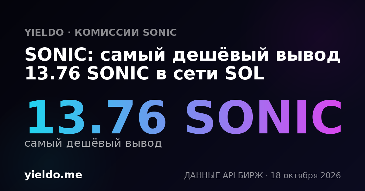 SONIC: самый дешёвый вывод 13.82 SONIC в сети SOL