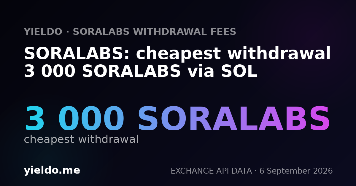 SORALABS: cheapest withdrawal 3 000 SORALABS via SOL