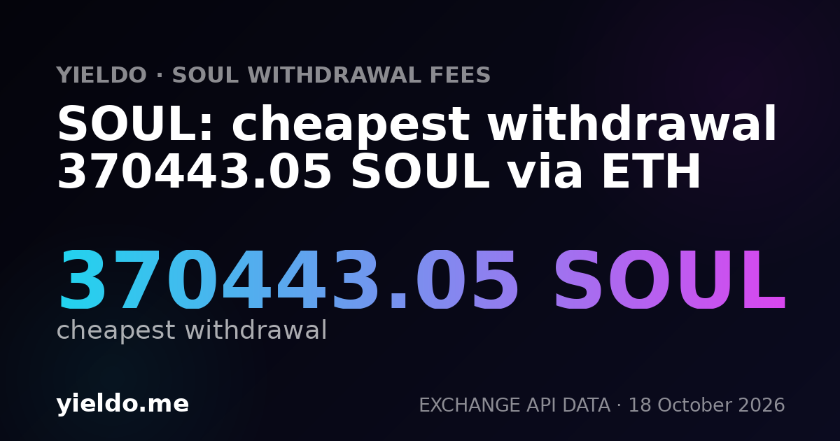 SOUL: cheapest withdrawal 370443.05 SOUL via ETH