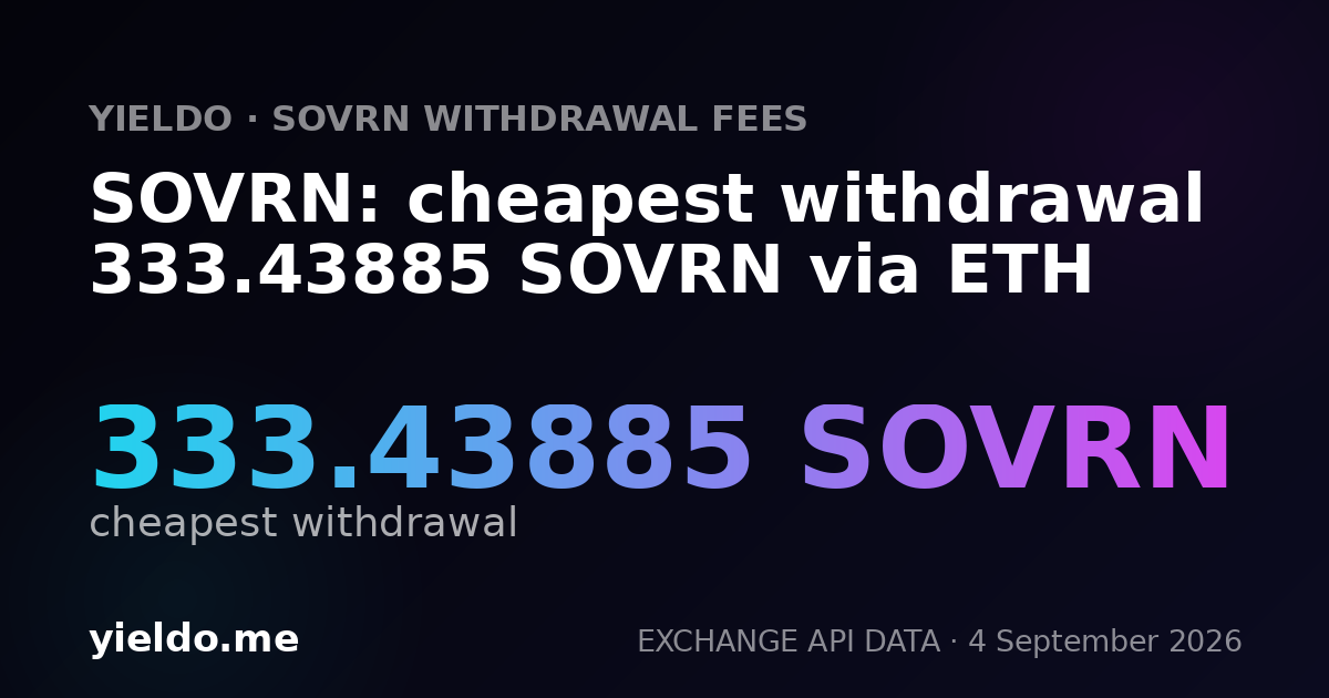SOVRN: cheapest withdrawal 333.43885 SOVRN via ETH