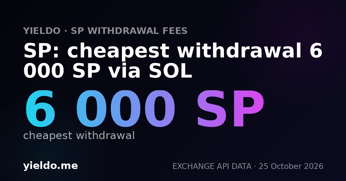 SP: cheapest withdrawal 6 000 SP via SOL