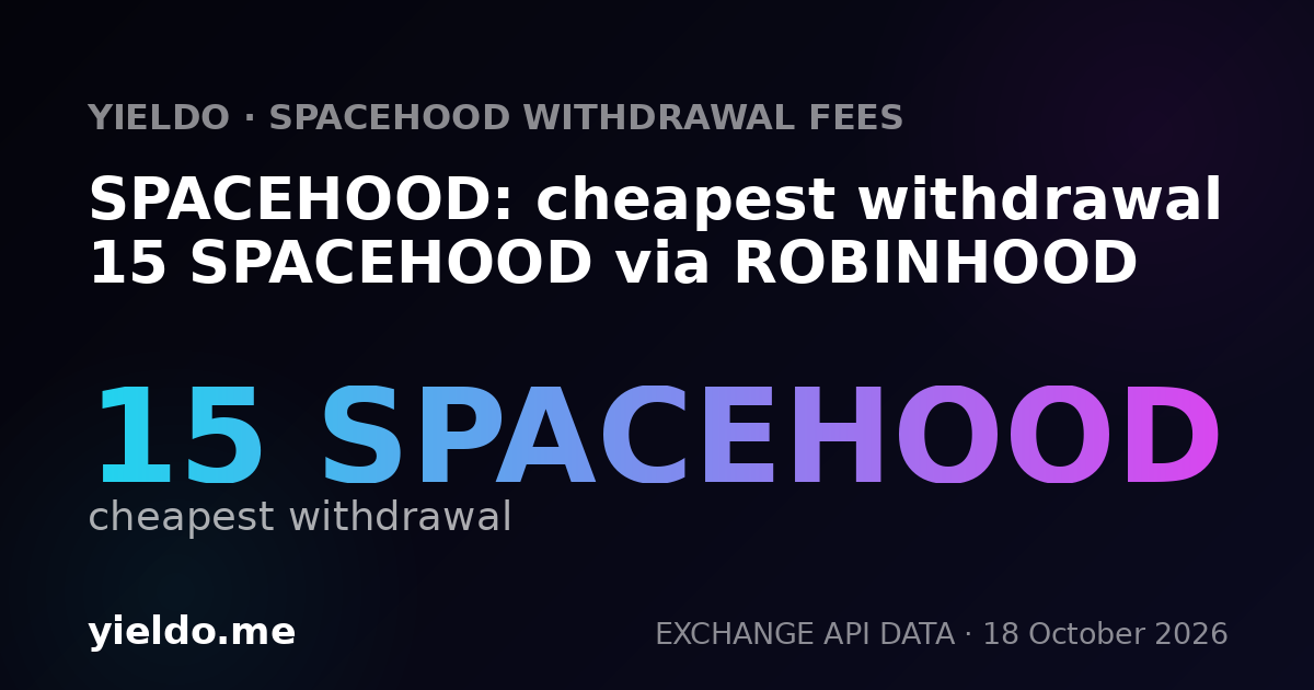 SPACEHOOD: cheapest withdrawal 15 SPACEHOOD via ROBINHOOD
