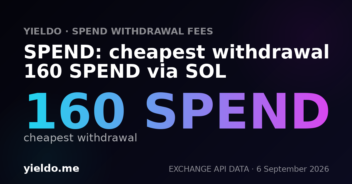 SPEND: cheapest withdrawal 160 SPEND via SOL
