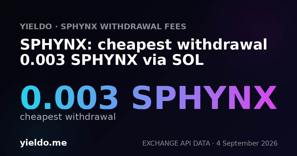 SPHYNX: cheapest withdrawal 0.003 SPHYNX via SOL