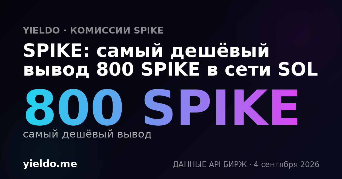 SPIKE: самый дешёвый вывод 800 SPIKE в сети SOL