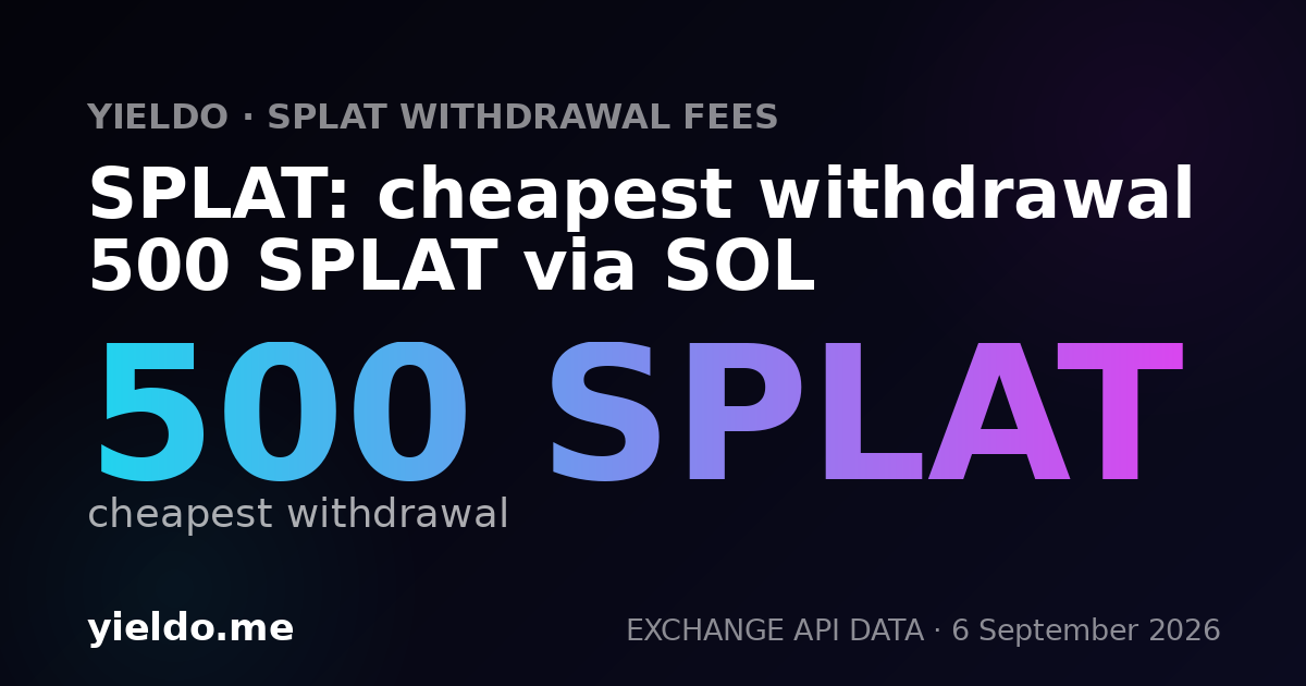 SPLAT: cheapest withdrawal 500 SPLAT via SOL