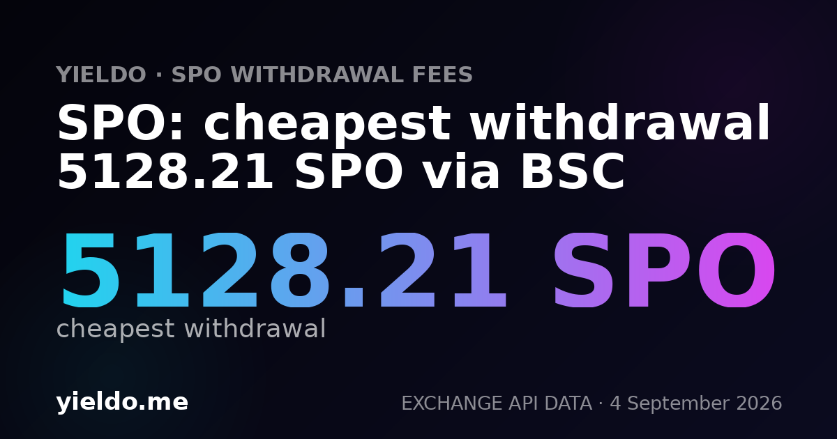 SPO: cheapest withdrawal 5128.21 SPO via BSC