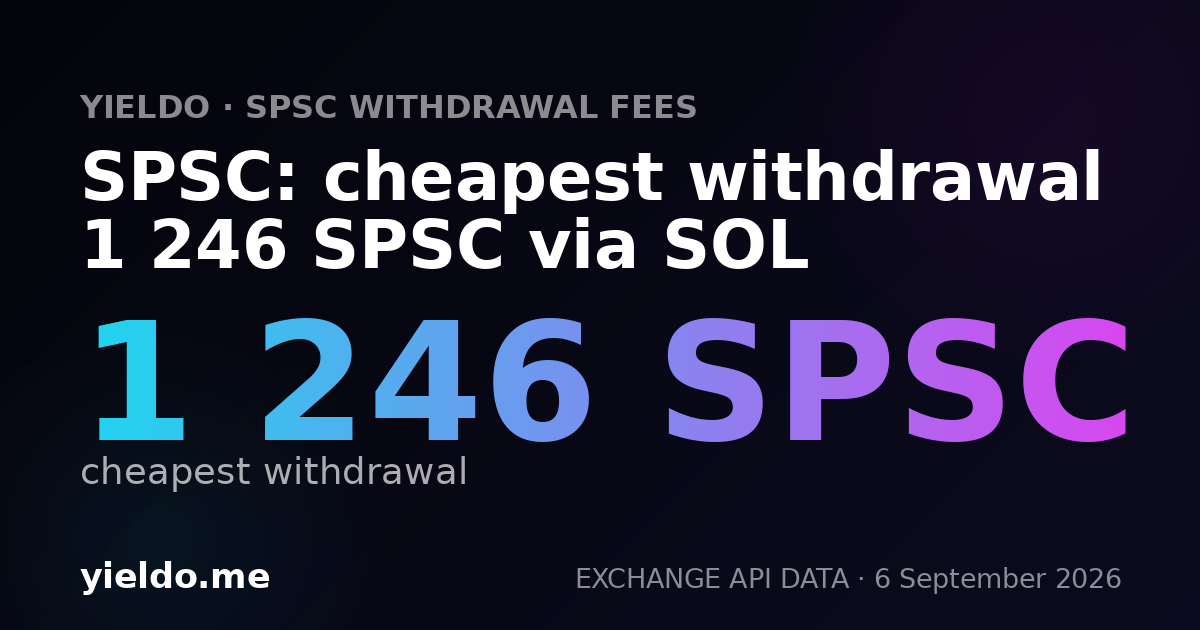 SPSC: cheapest withdrawal 1 246 SPSC via SOL