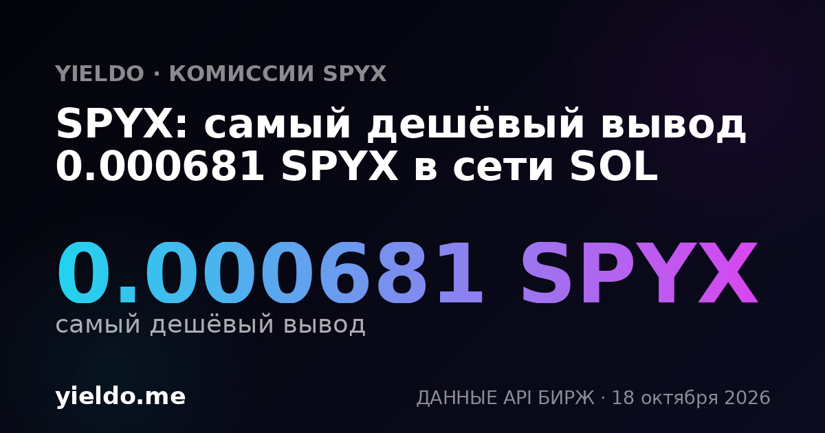 SPYX: самый дешёвый вывод 0.000681 SPYX в сети SOL