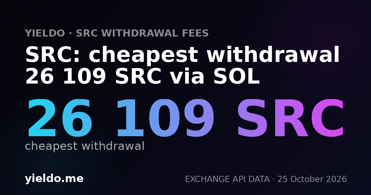 SRC: cheapest withdrawal 26 109 SRC via SOL