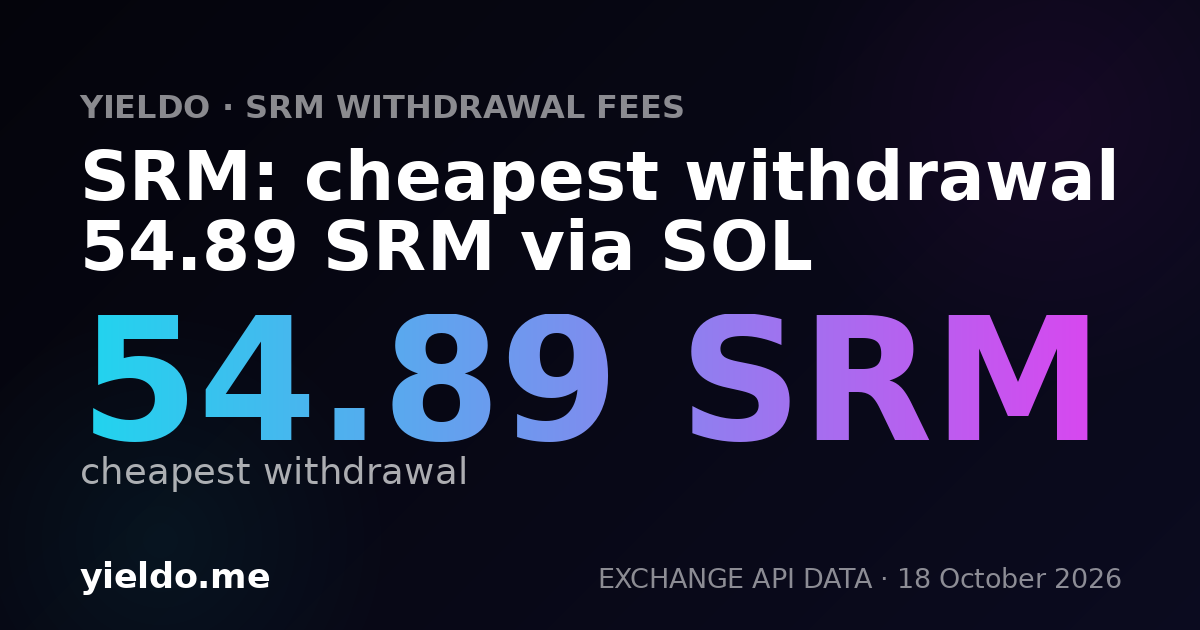 SRM: cheapest withdrawal 55.2 SRM via SOL