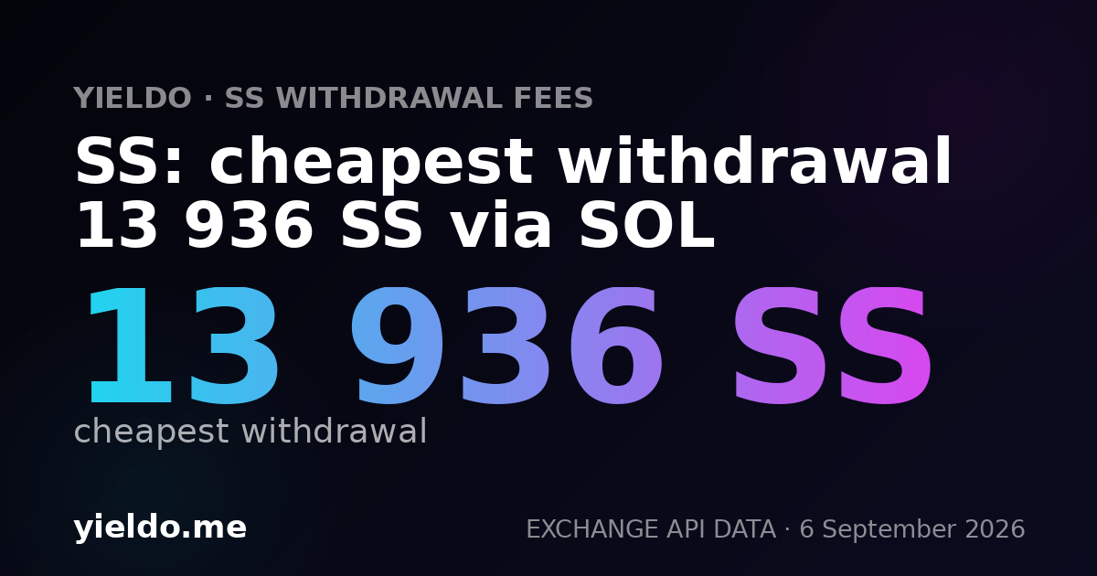 SS: cheapest withdrawal 13 936 SS via SOL
