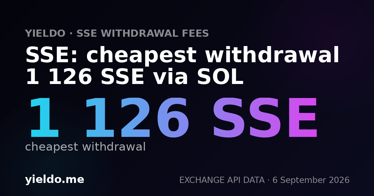 SSE: cheapest withdrawal 1 126 SSE via SOL